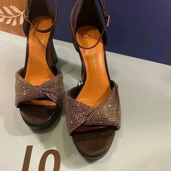 Jessica Simpson size 10 sparkling rhinestone platform sandals BRAND NEW 4.1/4” - Picture 4 of 4